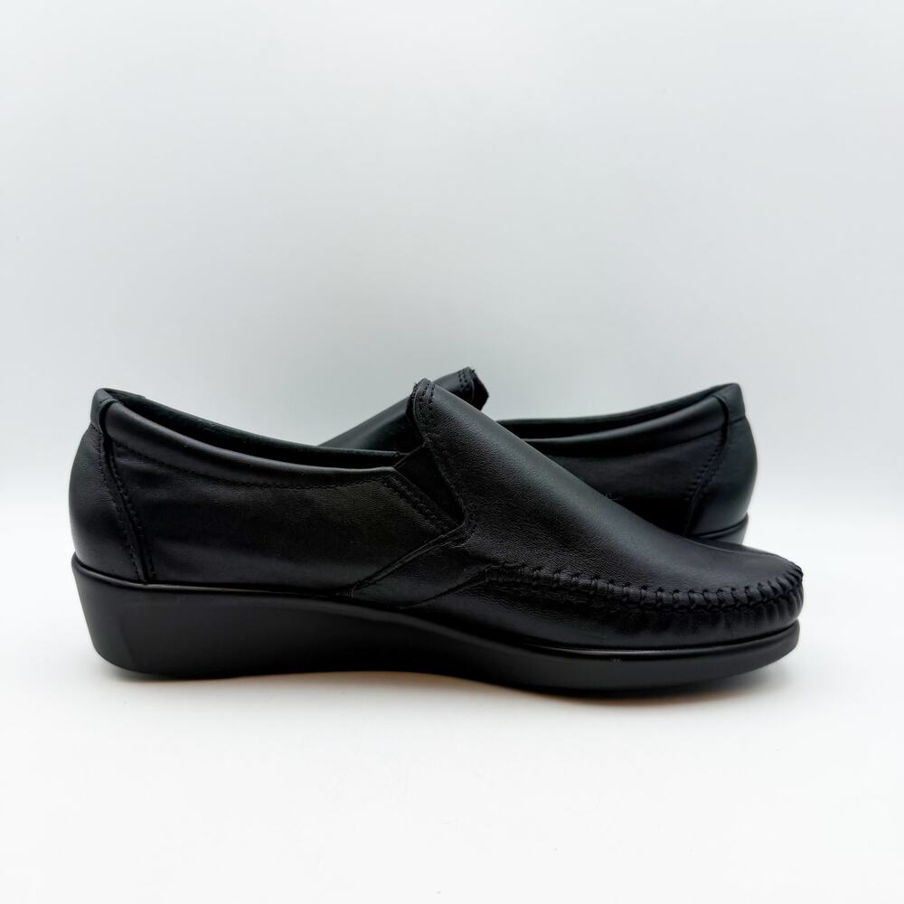 SAS Womens Dream Comfort Loafers US 8 Black Leather Hand Laced Moccasin NIB - Picture 5 of 13